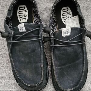 Hey Dude Black Canvas Casual Slip-On Loafers